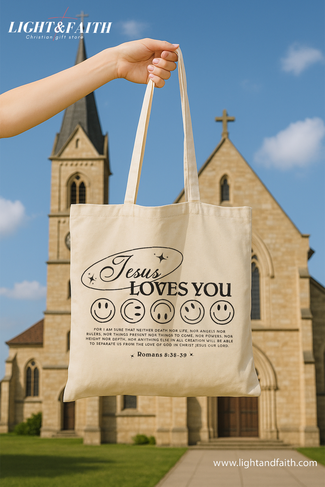 Jesus Loves You Christian Tote Bag, Christian Merch Catholic Bible Verse Bag, Christian Bag, God Tote Bag, Jesus Tote Bag, Christian Gift TBLAF20